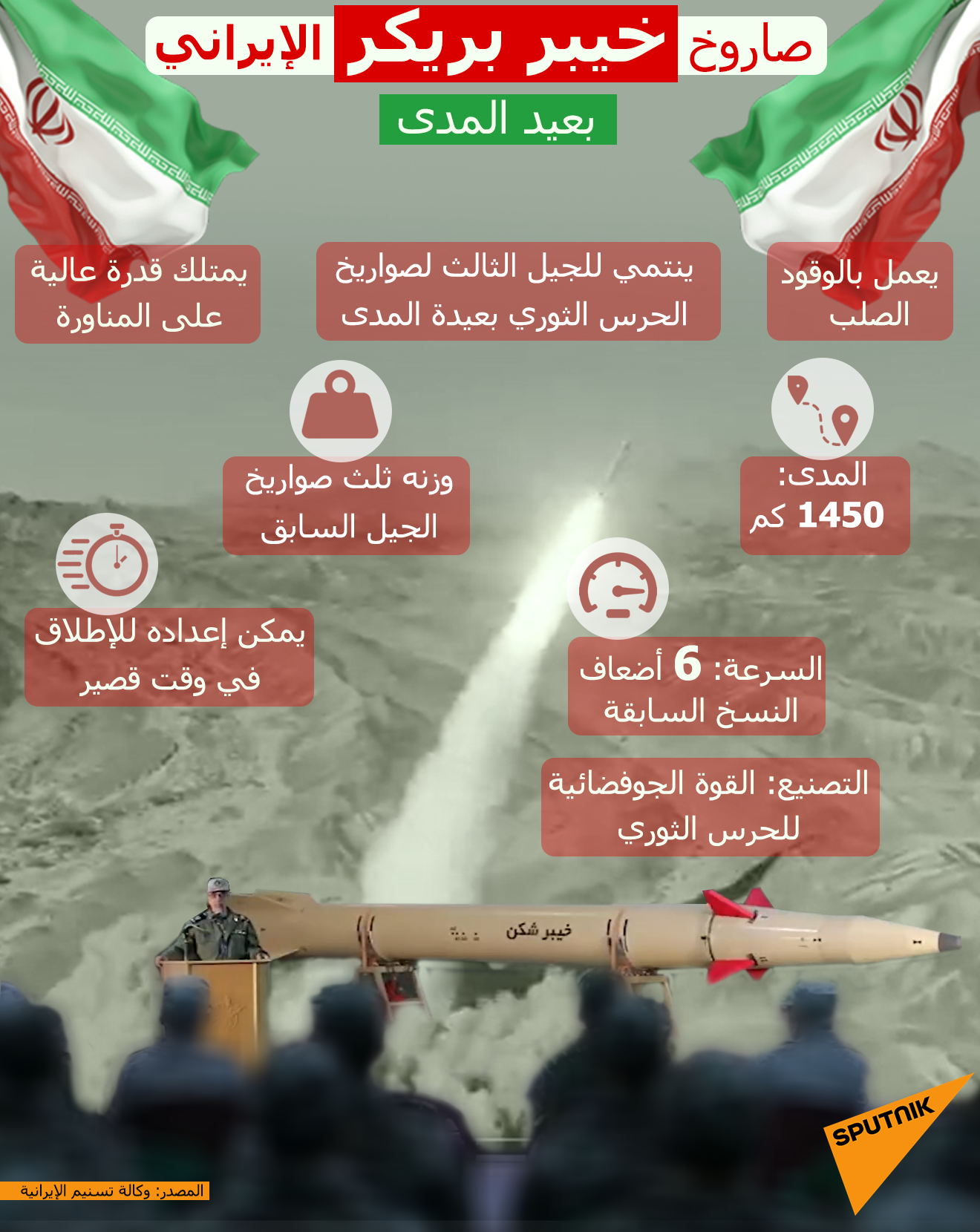 صاروخ خيبر بريكر الإيراني بعيد المدى - سبوتنيك عربي