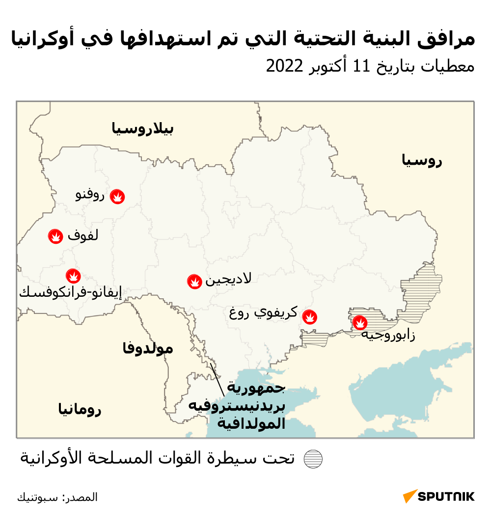 مرافق البنية التحتية التي تم استهدافها في أوكرانيا بتاريخ 11 أكتوبر 2022 - سبوتنيك عربي