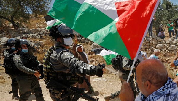 مظاهرات ضد خطة ضم إسرائيل لأراضي الضفة الغربية، عصيرة الشمالية، يوليو 2020 - سبوتنيك عربي