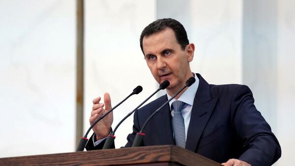 الرئيس السوري بشار الأسد في كلمة أمام أعضاء مجلس الشعب في القصر الرئاسي - سبوتنيك عربي