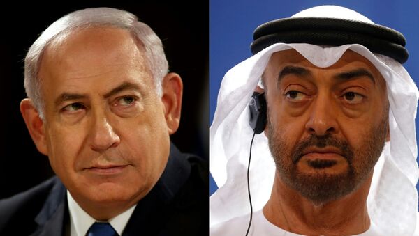 رئيس الوزراء الإسرائيلي بنيامين نتنياهو وولي عهد أبو ظبي الشيخ محمد بن زايد - سبوتنيك عربي