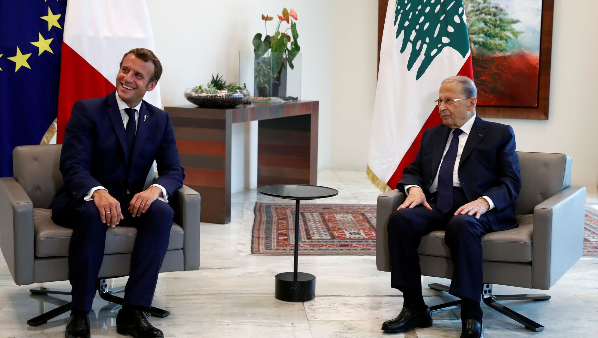 مراسم استقبال الرئيس الفرنسي إيمانويل ماكرون في بعبدا، لبنان 1 سبتمبر 2020 - سبوتنيك عربي, 1920, 15.02.2021