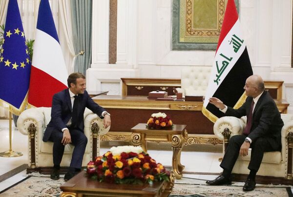  الرئيس العراقي برهم صالح والرئيس الفرنسي إيمانويل ماكرون - سبوتنيك عربي