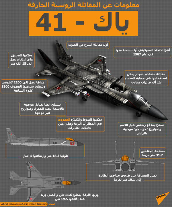 معلومات عن المقاتلة الروسية الخارقة ياك - 41 - سبوتنيك عربي