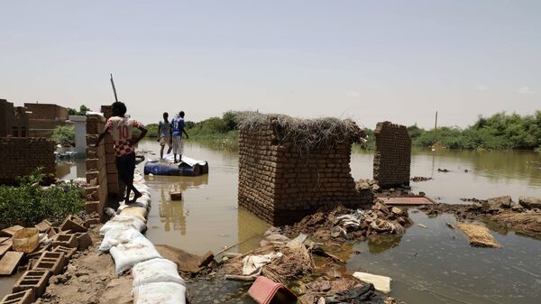 تداعيات فيضان مياه النيل الأزرق في منطقة أم درمان في السودان، 5 سبتمبر 2020 - سبوتنيك عربي