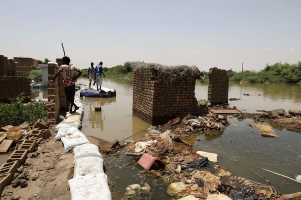تداعيات فيضان مياه النيل الأزرق في منطقة أم درمان في السودان، 5 سبتمبر 2020 - سبوتنيك عربي