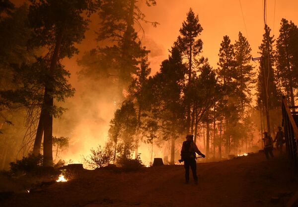 عمليات إطفاء الحريق في غابات شيفر ليك، في كاليفورنيا 6 سبتمبر 2020 - سبوتنيك عربي