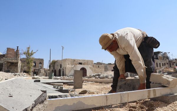 أعمال الترميم مستمرة في مدينة حلب القديمة، سوريا - سبوتنيك عربي
