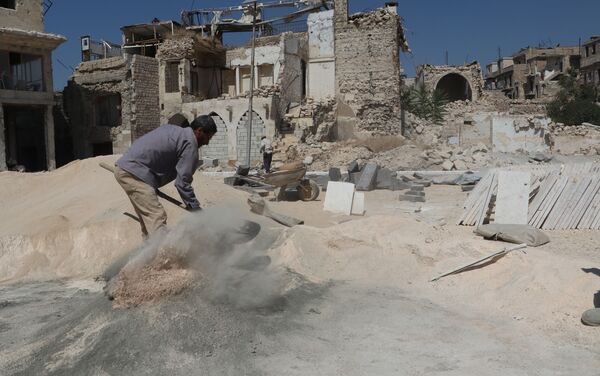 أعمال الترميم مستمرة في مدينة حلب القديمة، سوريا - سبوتنيك عربي