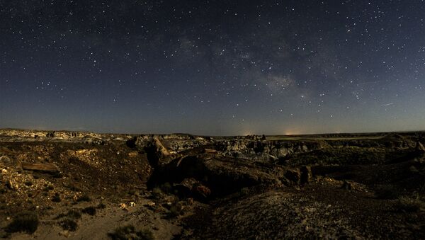 السماء المرصعة بالنجوم فوق حديقة الغابة المتحجرة الوطنية بيتريفايد فوريست في ولاية أريزونا، الولايات المتحدة - سبوتنيك عربي