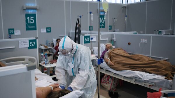 المشفى المؤقت لاستقبال مرضى كوفيد - 19 في سوكولنيكي في العاصمة موسكو، روسيا 12 أكتوبر 2020 - سبوتنيك عربي