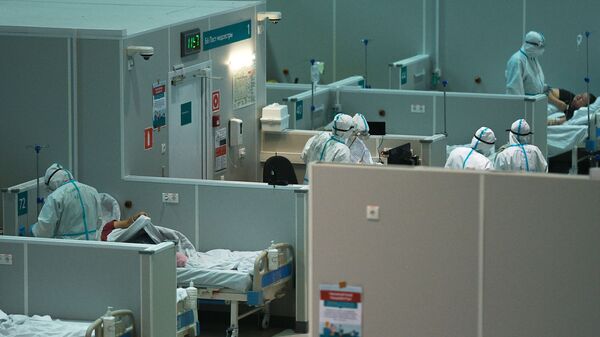 المشفى المؤقت لاستقبال مرضى كوفيد - 19 في سوكولنيكي في العاصمة موسكو، روسيا 12 أكتوبر 2020 - سبوتنيك عربي