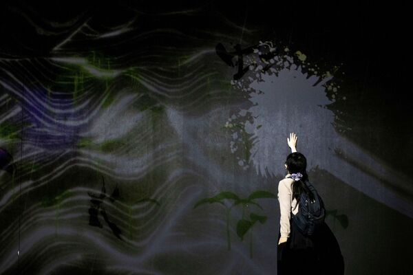 فتاة في معرضغابة من المصابيح المنيرة، بمتحف موري للفنون الرقمية في مدينة طوكيو، اليابان 14 أكتوبر 2020 - سبوتنيك عربي