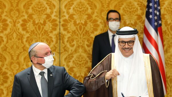 الوفد الإسرائيلي في المنامة، توقيع اتفاقية بين إسرائيل و البحرين، 18 أكتوبر 2020 - سبوتنيك عربي
