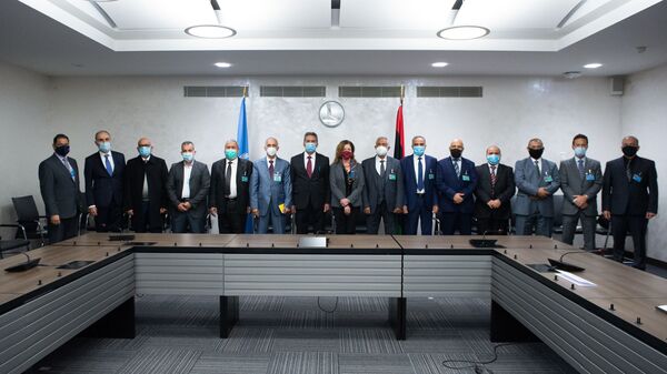 محادثات اللجنة العسكرية الليبية المشتركة (5+5)، يوم الاثنين الماضي، في مقر الأمم المتحدة في جنيف، سويسرا 23 أكتوبر 2020 - سبوتنيك عربي