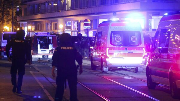 الشرطة في موقع الهجوم الإرهابي في النمسا - سبوتنيك عربي