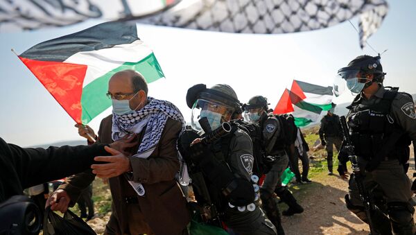 مظاهرات ضد عمليات الاستيطان في سلفيت، الضفة الغربية، فلسطين 3 ديسمبر 2020 - سبوتنيك عربي