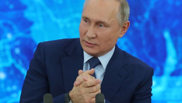 المؤتمر الصحفي الكبير للرئيس الروسي فلاديمير بوتين عبر الفيديو، 17 ديسمبر 2020 - سبوتنيك عربي