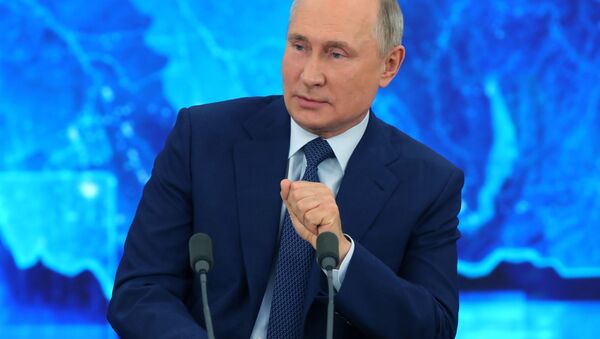 المؤتمر الصحفي الكبير للرئيس الروسي فلاديمير بوتين عبر الفيديو، 17 ديسمبر 2020 - سبوتنيك عربي