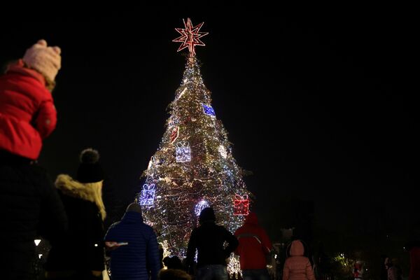 شجرة عيد الميلاد على الساحة الرئيسية في مدينة صوفيا، بلغاريا 1 ديسمبر 2020 - سبوتنيك عربي