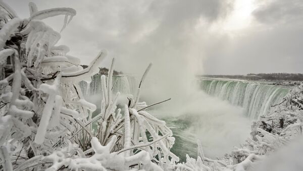 بخار الماء يتحول إلى جليد في شلالات نياجرا، أونتاريو، كندا 27 يناير 2021 - سبوتنيك عربي