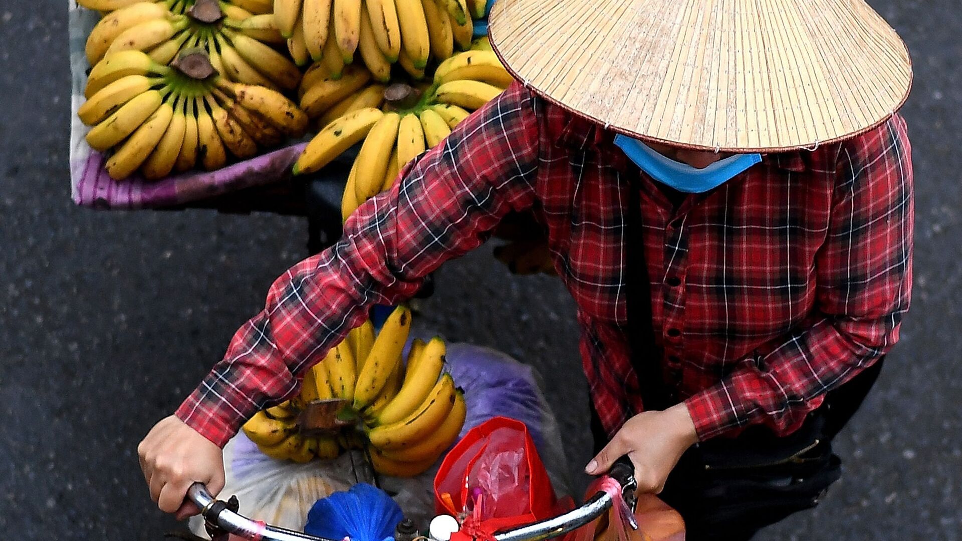 بائع متجول يحمل الموز على دراجته في أحد شوارع مدينة هانوي، فيتنام 18 مارس 2021 - سبوتنيك عربي, 1920, 16.10.2021