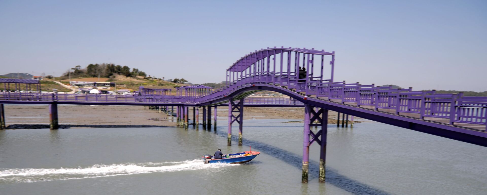 الجسر البنفسجي (جسر الملاك) الذي يربط جزيرتي بانفول وباركجي في محافظة تشلا الجنوبية في كوريا الجنوبية، 6 أبريل 2021 - سبوتنيك عربي, 1920, 28.08.2021