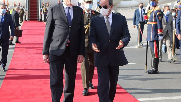 الرئيس المصري عبد الفتاح السيسي يستقبل الرئيس التونسي قيس سعيد في مطار القاهرة - سبوتنيك عربي