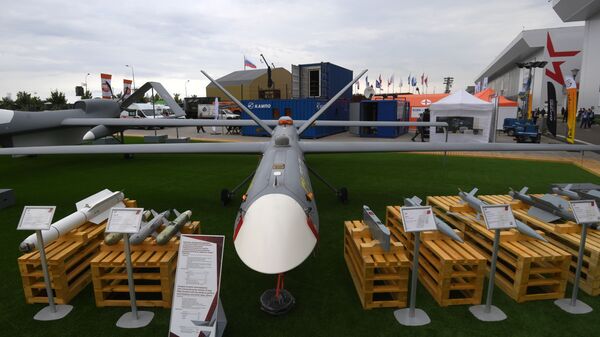 الطائرة المسيرة العسكرية أوريون في معرض أرميا 2020 - سبوتنيك عربي