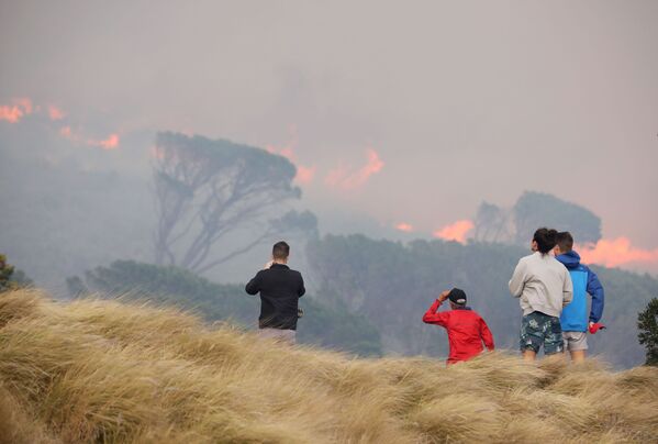 منظر عام على حريق هائل نشب في جبل تيبل في كيب تاون، جنوب أفريقيا 19 أبريل2021 - سبوتنيك عربي