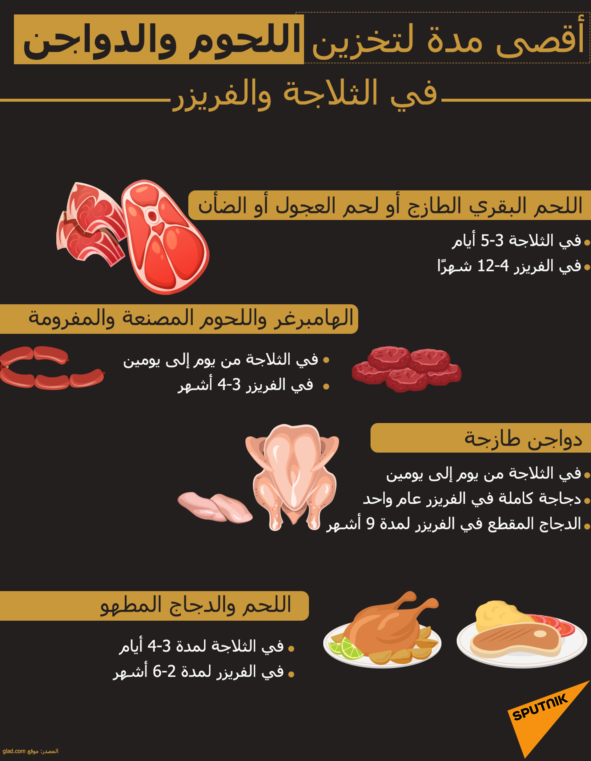 أقصى مدة لتخزين اللحوم والدواجن في الثلاجة والفريزر - سبوتنيك عربي, 1920, 20.04.2021