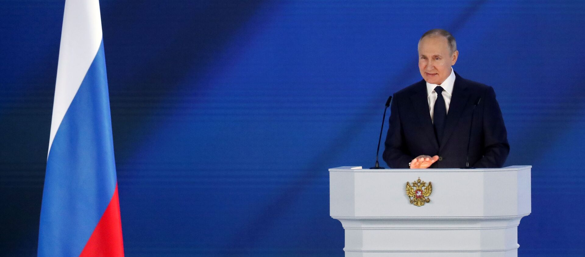 الرئيس الروسي فلاديمير بوتين خلال رسالته السنوية للبرلمان الروسي في موسكو، روسيا 21 أبريل 2021 - سبوتنيك عربي, 1920, 21.04.2021
