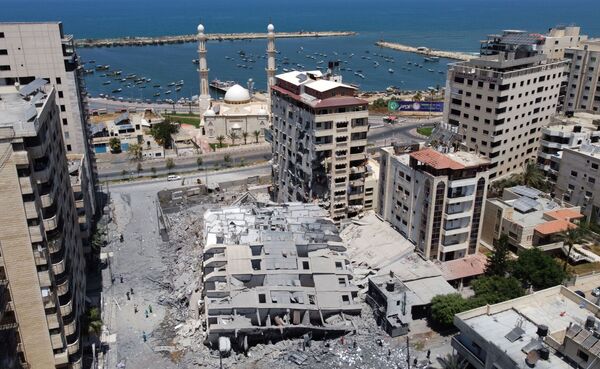 تداعيات قصف الطيران الحربي الإسرائيلي على مدينة غزة، قطاع غزة، فلسطين 11-12 مايو 2021 - سبوتنيك عربي