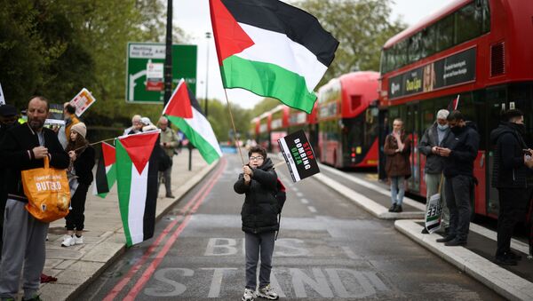 مظاهرات مؤيدة لـ فلسطين في لندن، إنجلترا 15 مايو 2021 - سبوتنيك عربي