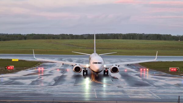 طائرة ريان إير، التي كانت تقل المعارض البيلاروسي رومان بروتاسيفيتش على متنها، في مطار مينسك، بيلاروسيا 23 مايو 2021 - سبوتنيك عربي