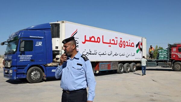 مساعدات صندوق تحيا مصر المرسلة إلى غزة عقب العدوان الإسرائيلي، قطاع غزة، فلسطين 23 مايو 2021 - سبوتنيك عربي