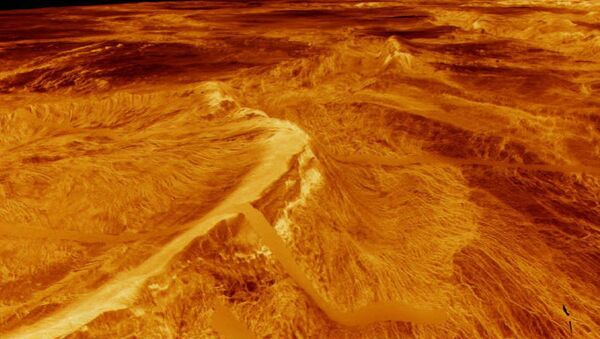 صورة تم إنشاؤها بواسطة الكمبيوتر نشرها مختبر الدفع النفاث في كاليفورنيا 11 أغسطس 1992 لتشاسما على كوكب الزهرة - سبوتنيك عربي