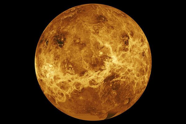 تظهر الصورة التي قدمتها وكالة ناسا كوكب الزهرة. تم تكوين الصورة ببيانات من المسبارين الأمريكيين Magellan و Pioneer Venus Orbiter . - سبوتنيك عربي