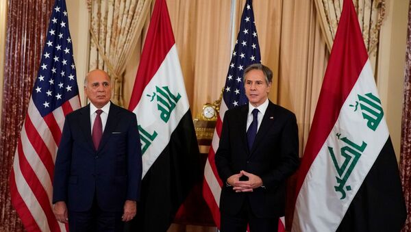 وزير الخارجية الأمريكي، أنتوني بلينكين، يلتقي نظيره العراقي، فؤاد حسين، في وزارة الخارجية بالعاصمة الأمريكية واشنطن، 23 يوليو/ تموز 2021 - سبوتنيك عربي