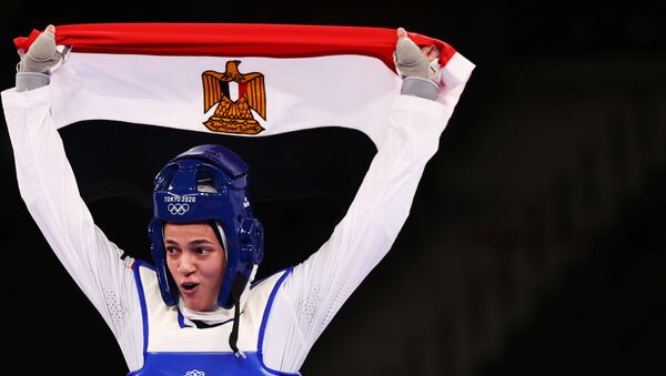 لاعبة التايكوندو هداية ملاك تحقق أول ميدالية مصرية في أولمبياد طوكيو على حساب بطلة أمريكا، أولمبياد طوكيو 2020، 26 يوليو 2021 - سبوتنيك عربي