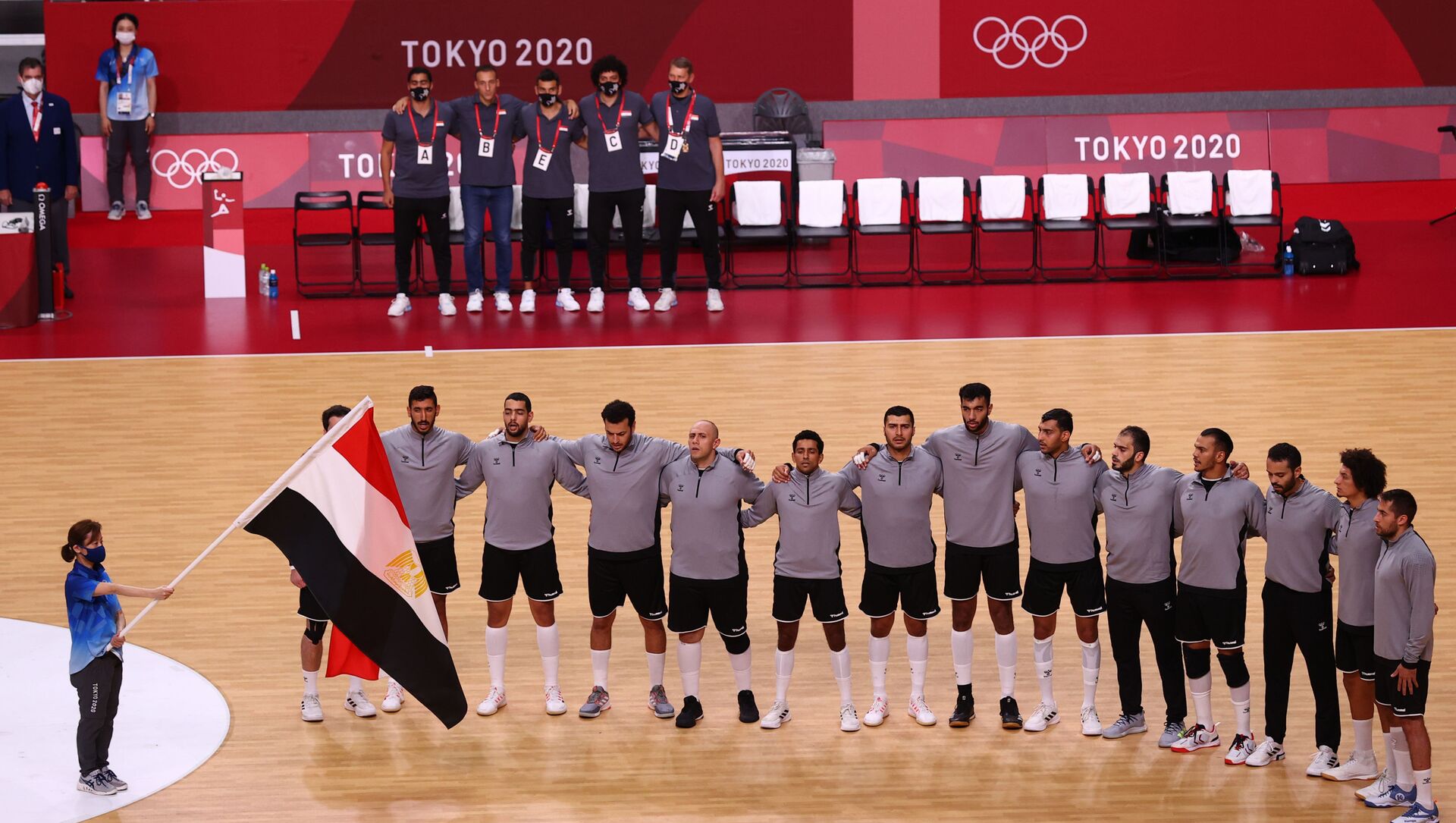 المنتخب المصري لكرة اليد قبل مبارة اليابان 28 يوليو 2021 - سبوتنيك عربي, 1920, 28.07.2021