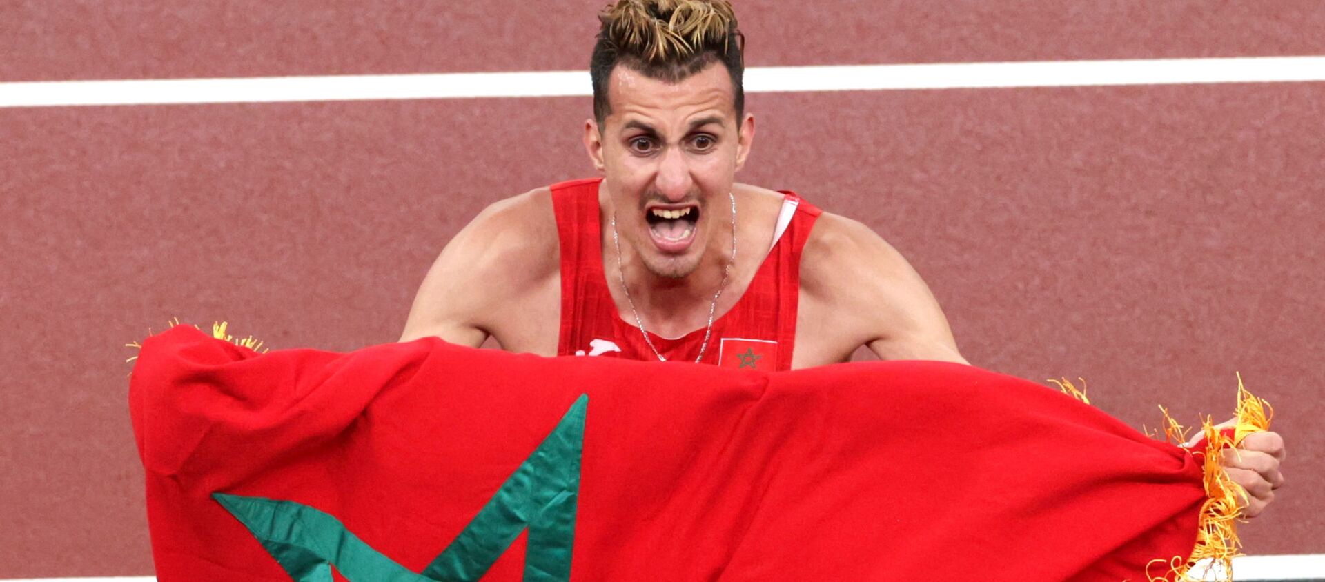 المغربي سفيان البقالي صاحب ذهبية سباق ثلاثة آلاف متر موانع في أولمبياد طوكيو 2020 - سبوتنيك عربي, 1920, 03.08.2021