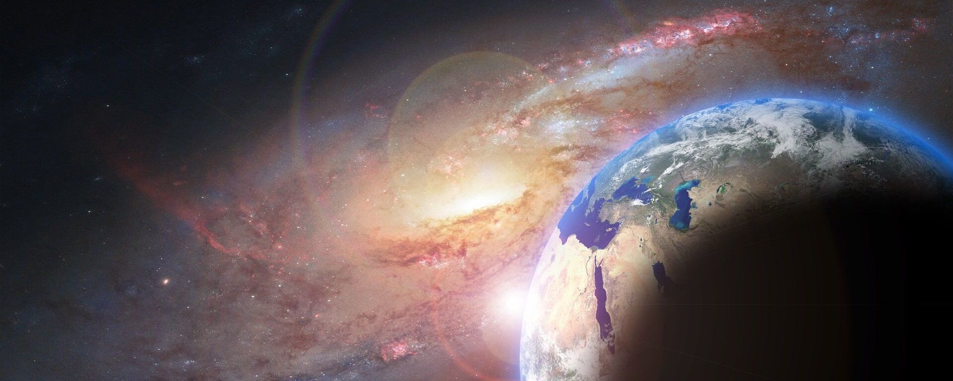 كوكب الأرض إلى جانب مجرة في مشهد خيالي  - سبوتنيك عربي, 1920, 05.10.2021