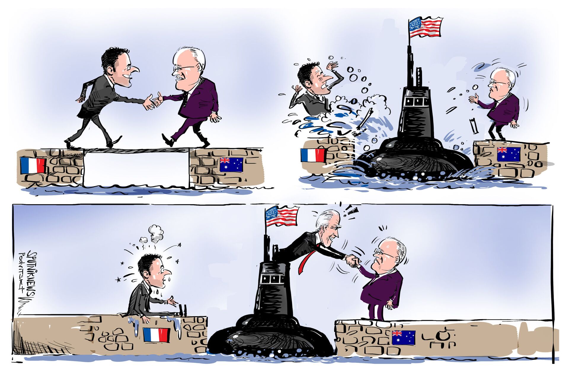 فرنسا لن تحتفل مع أمريكا ردا على إلغاء صفقة الغواصات - سبوتنيك عربي, 1920, 23.11.2021