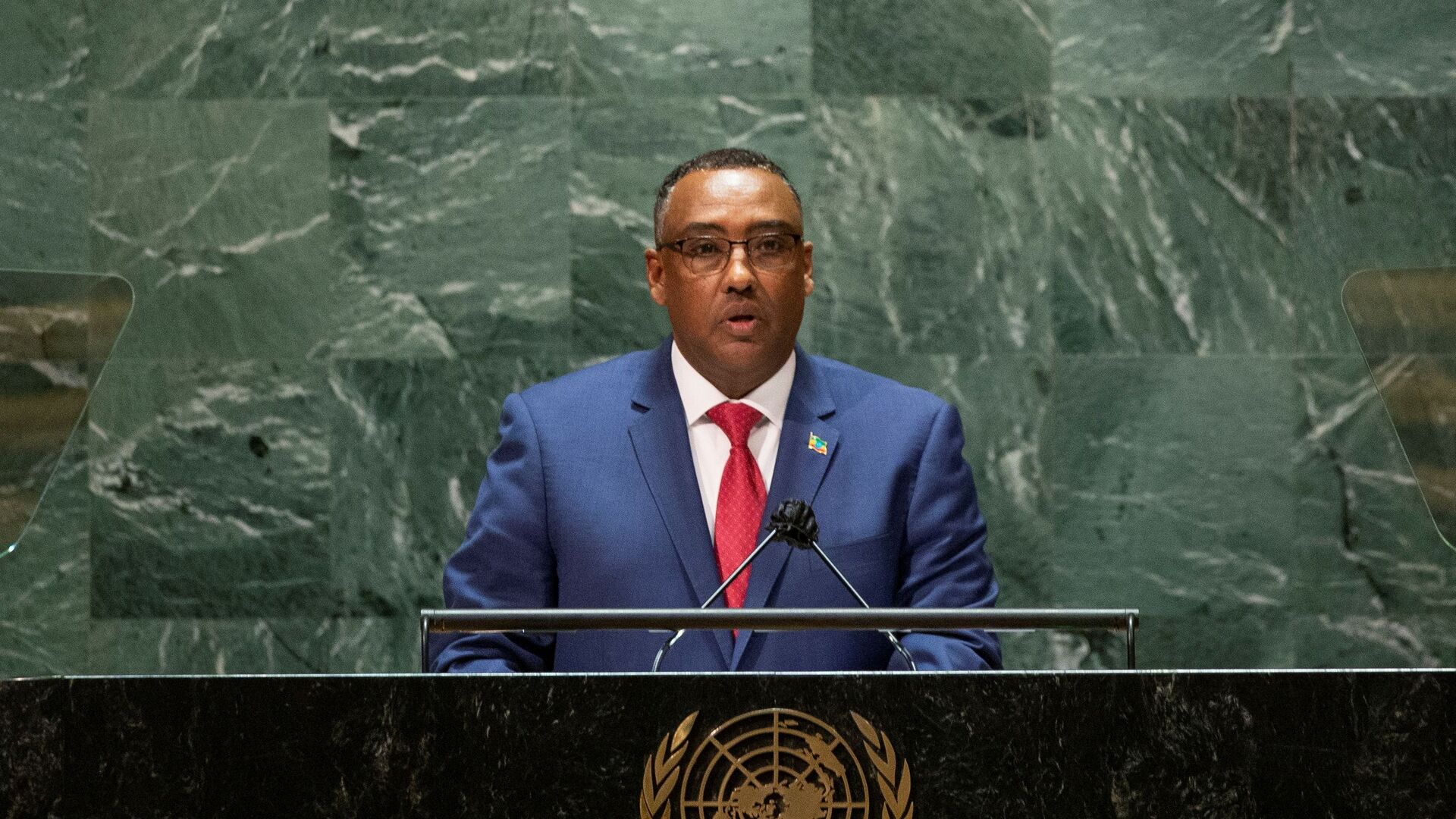وزير الخارجية الإثيوبي، ديميكي ميكونين، خلال كلمته للجمعية الـ76 للأمم المتحدة، 25 سبتمبر/ أيلول 2021 - سبوتنيك عربي, 1920, 25.10.2021