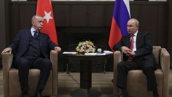 الرئيس الروسي فلاديمير بوتين يلتقي مع الرئيس التركي رجب طيب أردوغان في سوشتي، روسيا 29 سبتمبر 2021 - سبوتنيك عربي