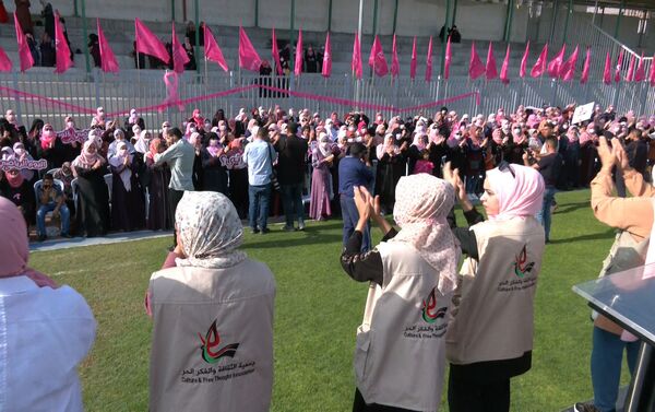 فعاليات التوعية بسرطان الثدي في مدينة غزة،  قطاع غزة، فلطسين 21 أكتوبر 2021 - سبوتنيك عربي