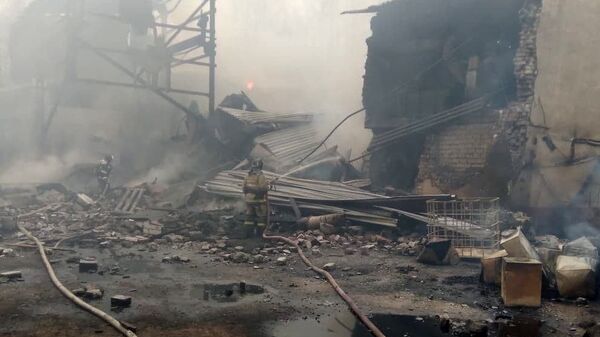 حريق هائل إثر انفجار في مصنع للذخيرة، ريازان، روسيا 22 أكتوبر 2021 - سبوتنيك عربي