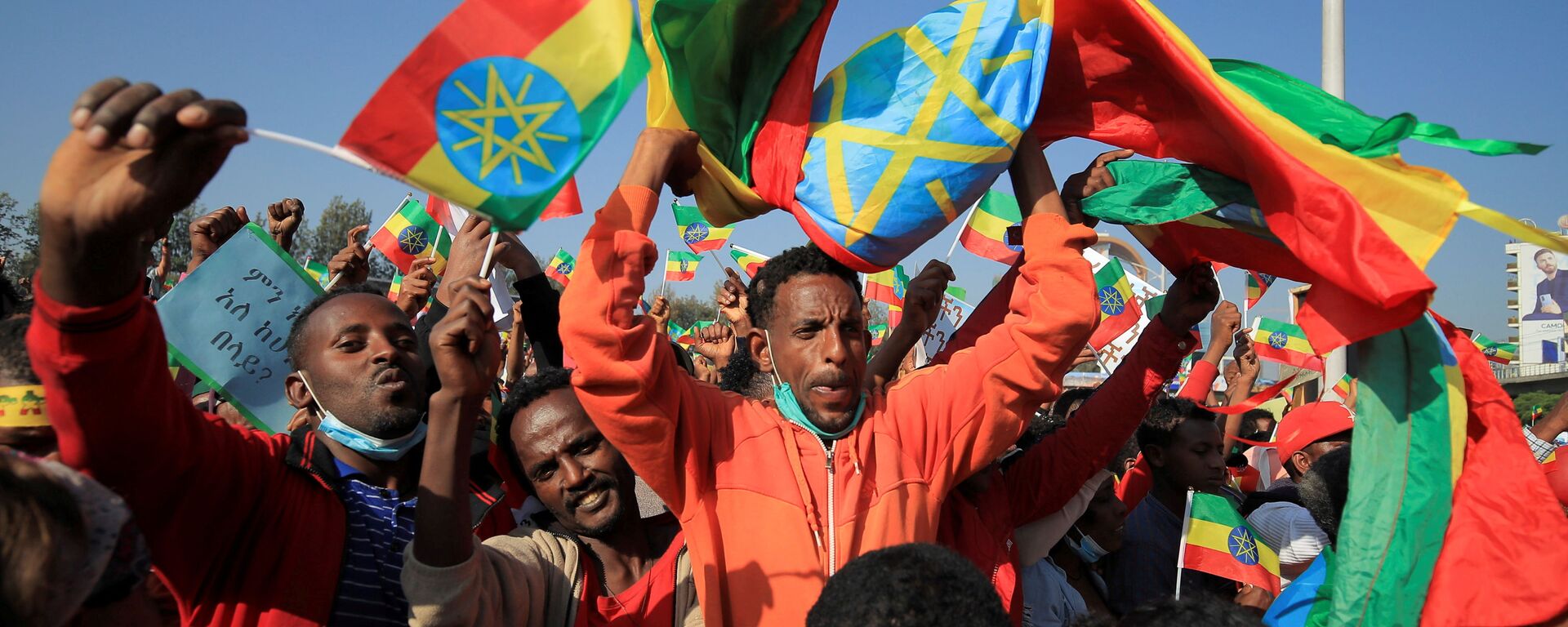 مسيرة مؤيدة للحكومة للتنديد  بتدخل الدول الغربية في الشؤون الداخلية للبلاد، في أديس أبابا، إثيوبيا 7 نوفمبر 2021 - سبوتنيك عربي, 1920, 09.11.2021