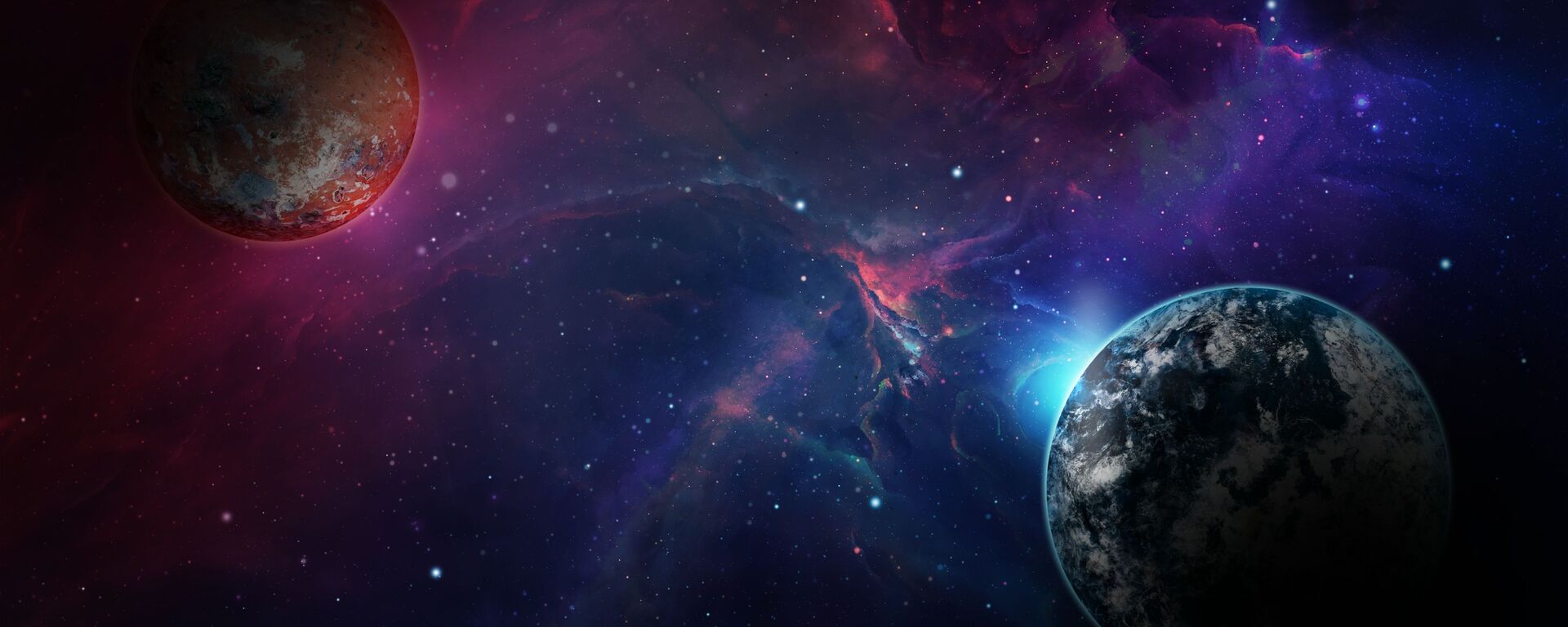 صورة خيالية لكوكب الأرض بجانب كوكب آخر  - سبوتنيك عربي, 1920, 11.11.2021
